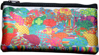 New Zealand Pencil Case with stylised coloured Kiwis on the front