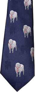 Navy NZ souvenir tie w several white sheep on the front